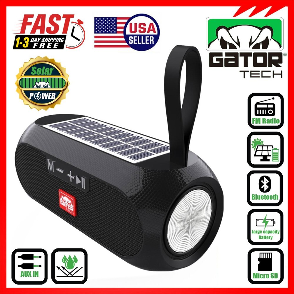 Bluetooth Wireless Portable Speaker Solar Power Stereo Bass USB SD FM Radio LOUD