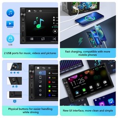 Android Auto 7″ QLED Double 2DIN Car Stereo Head Unit CarPlay GPS Navigation RDS