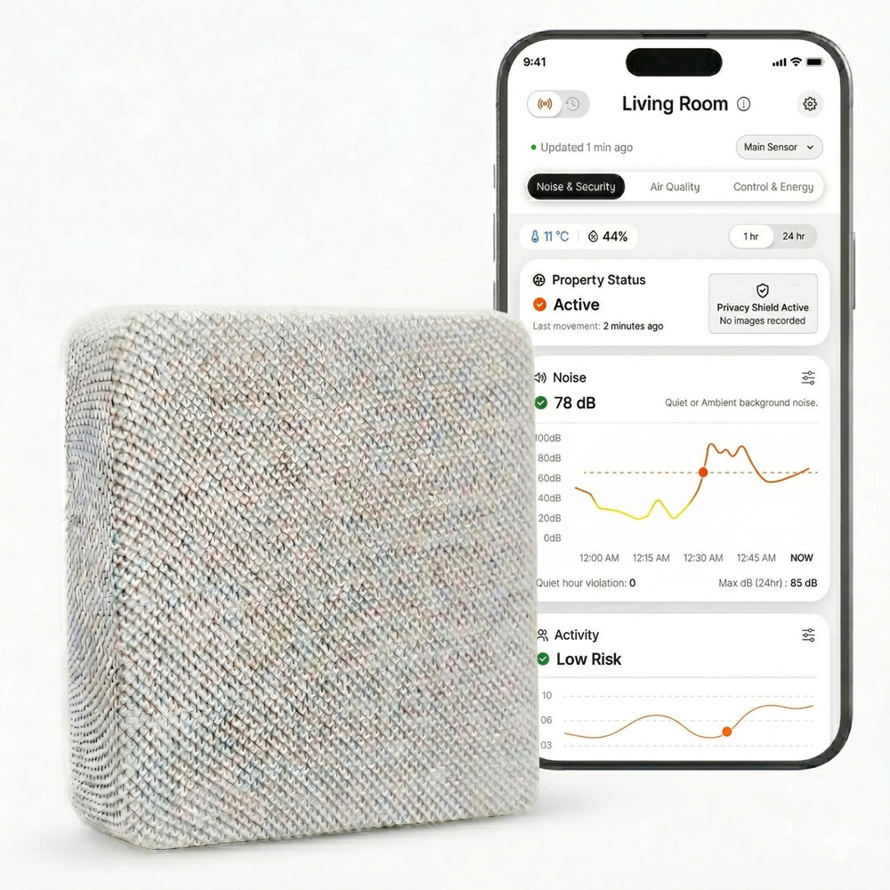 New Noise Monitor Device for Airbnb, Decibel Meter App Control Sound Level Meter
