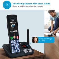 AT&T DECT 6.0 Cordless Phone, 3-Handset – Smart Call 3 Handsets, Black