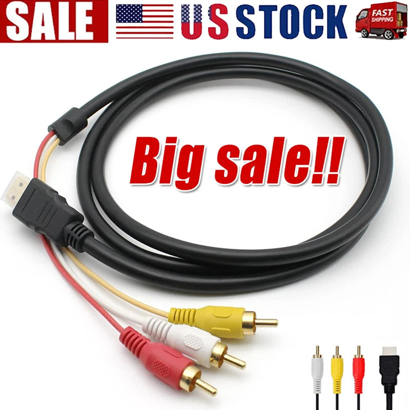 1080P HDMI Male to 3 RCA S-video AV Audio Cable Cord Adapter for TV HDTV DVD US