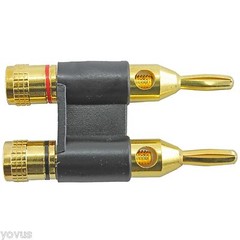NEW Premium gold Dual 2 banana plug post jack speaker wire cable audio connector