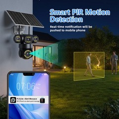 4G SIM 16MP 4 Lens Solar Battery Powered Home Security Camera Outdoor CCTV PTZ