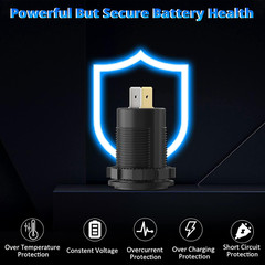 12-24V Dual USB Car Fast Charger Socket QC3.0 Port & PD Voltmeter Boat Marine RV