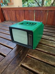Vintage Russian Portable Television TV ELEKTRONIKA 409 D in green color
