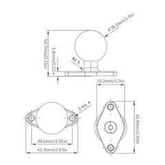 1.5in Ball Mount Base, C Size Ball Socket Arm Round Mount Base Holder Adapter