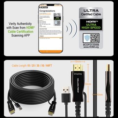 Premium Cord 8K Optical Active Ultra Hi-Speed HDMI 2.1 Cable 25ft 30ft 50ft 66ft
