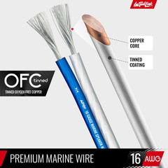 16AWG Marine Speaker Wire Cable 100FT Tinned OFC Copper Audio Wiring Boat Car RV