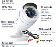 ZOS 1080P 4-IN-1 Bullet Outdoor CCTV Security Camera System 80ft Night Vision
