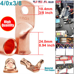 Copper Ends Lugs Crimp Ring Battery Terminals Gauge 4/0AWG Cable Wire Connectors
