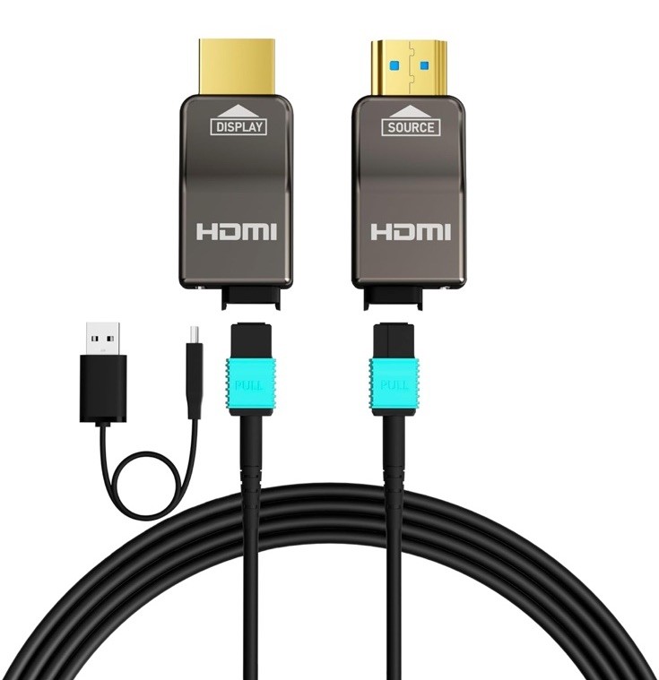 RUIPRO 8K Detachable Full Fiber Optic Armored HDMI 2.1 Cable 50 FT 48Gbps 8K