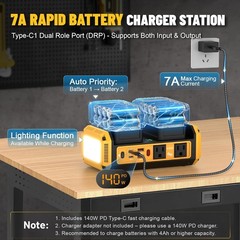 350W Pure Sine Wave Power Inverter Compatible with Dewalt 20V Battery
