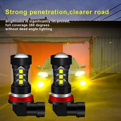 For Honda Accord Civic 2006-2020 H11 Fog Light Projector Lens Yellow LED Bulbs