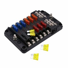 12-Way Blade Fuse Box Block Holder LED Indicator 12V 32V Car Marine Waterproof