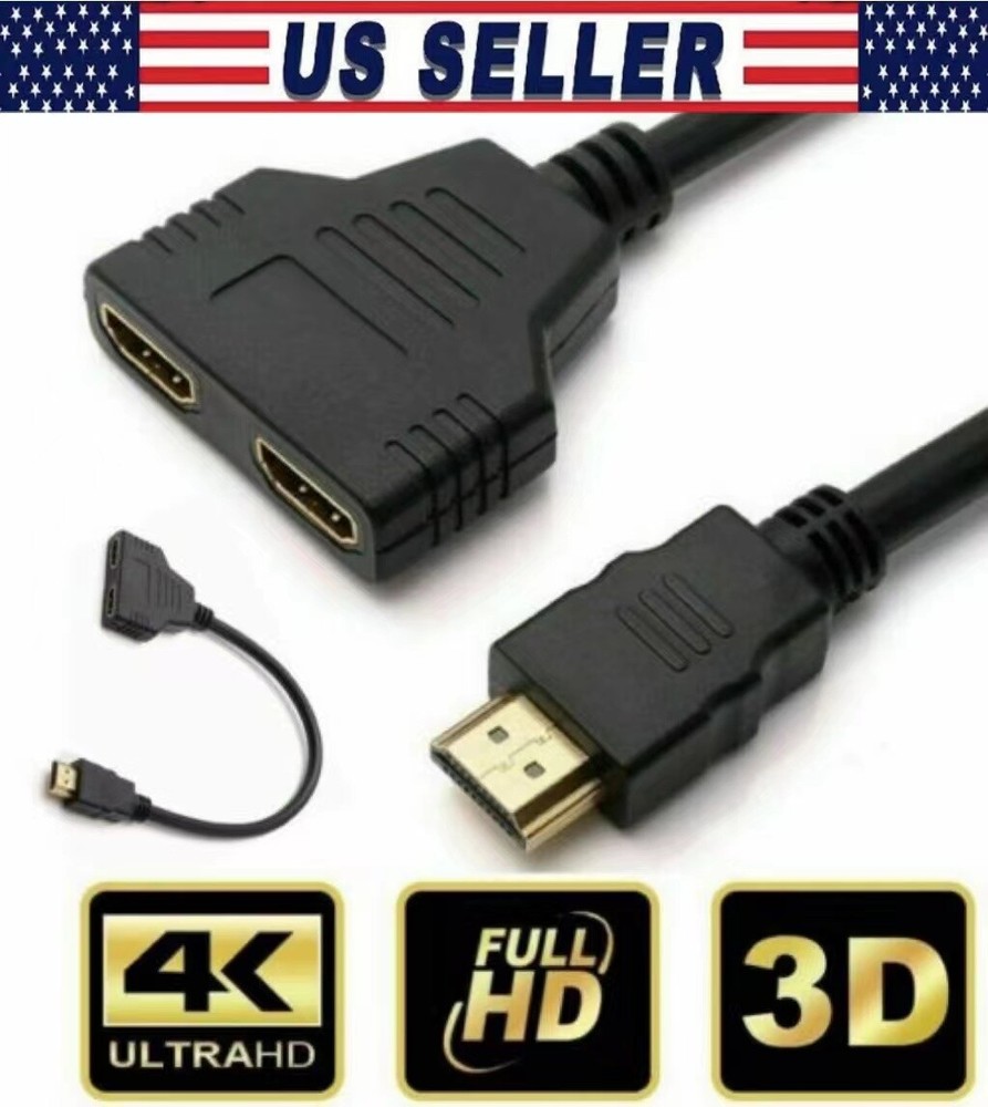 4K HDMI Cable Splitter Adapter 2.0 Converter 1 In 2 Out 1 Male to 2 Female