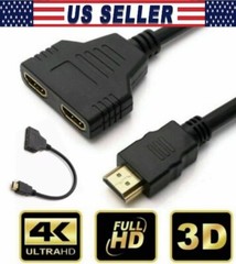 4K HDMI Cable Splitter Adapter 2.0 Converter 1 In 2 Out 1 Male to 2 Female