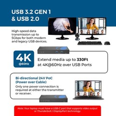 OREI USB 3.2 Extender (Dual HDMI™) – 330ft (Cat6) (USB3-EX2H330R-K)