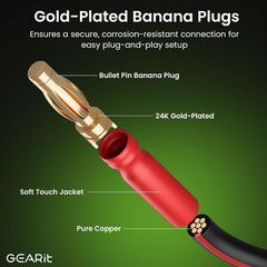 14 AWG Speaker Cable Banana Plugs OFC Copper Bi Wire Bi Amp HiFi 2 Pack