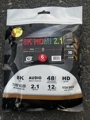 8k HDMI 2.1 Cable Male-Male 48gbps Dynamic Hdr eARC Support High Speed 6 Ft