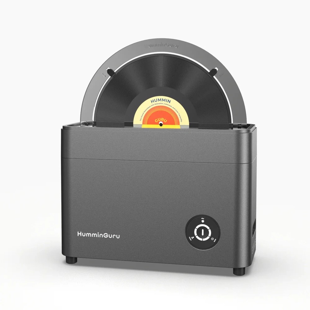 HumminGuru Ultrasonic Vinyl Record Cleaner Bundle with 7″ + 10″ Record Adapters