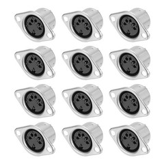 5-Pin DIN Socket Female Jack Socket Connector Panel Mount,Pack of 12 Silver Tone