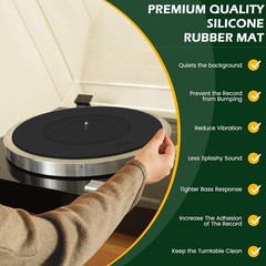 Turntable Platter Mat Black Rubber Silicone Design for Universal to All LP Vinyl