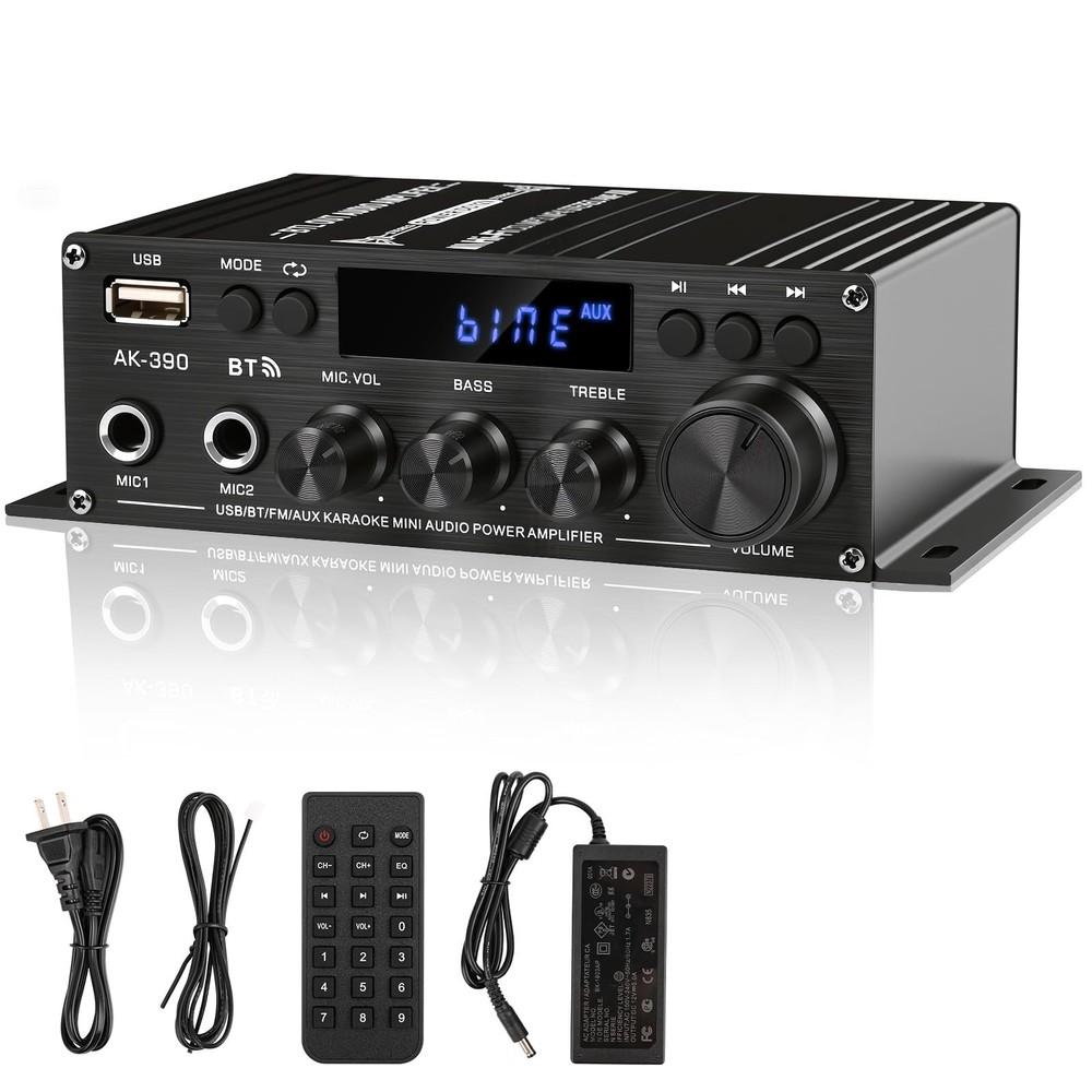 Stereo Amplifier Home Audio Receiver AK-390,AMP Speaker Bluetooth 5.0 Amplifi…