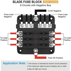 6 Way Car Boot Power Distribution 12-24V Blade Fuse Holder Box Block Panel Board