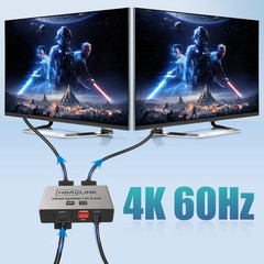 HDMI Splitter 1 in 2 Out 4K 60Hz – EDID Clone, HDCP2.2, HDR, Dolby Atmos, Dol…
