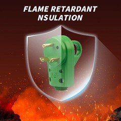 30 Amp Plug, Heavy Duty Replacement Plug Adapter, 125V Elect Color: Green Male