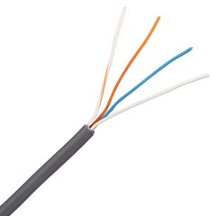 4-Conductor 24 Gauge Solid Copper Round Phone Telephone Wire 1000ft Gray Box