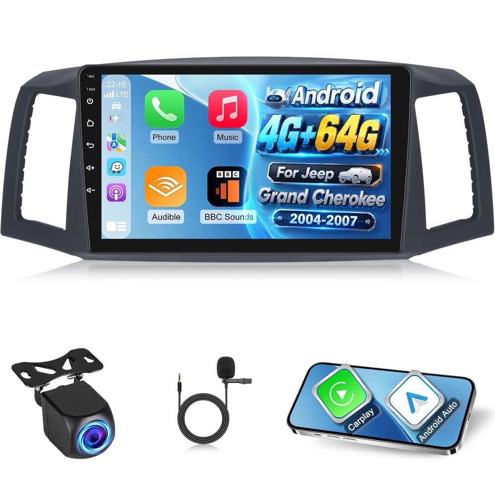 10.1″ Wireless Carplay Android Auto Stereo for 2004-2007 for Jeep Grand Cherokee