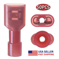 50pcs Insulated Female Quick Disconnect Spade Terminals AWG22-18 Wire Connectors
