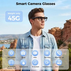 AI Smart Glasses with Camera,AI Voice Assistant,8MP/1080P HD Video & Audio Re…