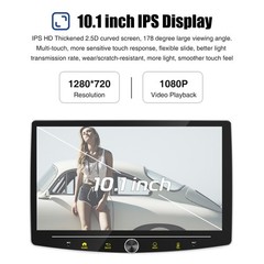 10.1” Single 1Din Android 15 Carplay Rotatable 4+64GB Car Stereo Radio GPS Navi