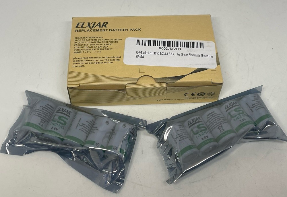 Pack of 10 Unbranded Elxjar LS14250 1/2 AA 3.6v Lithium Batteries **NEW SEALED**