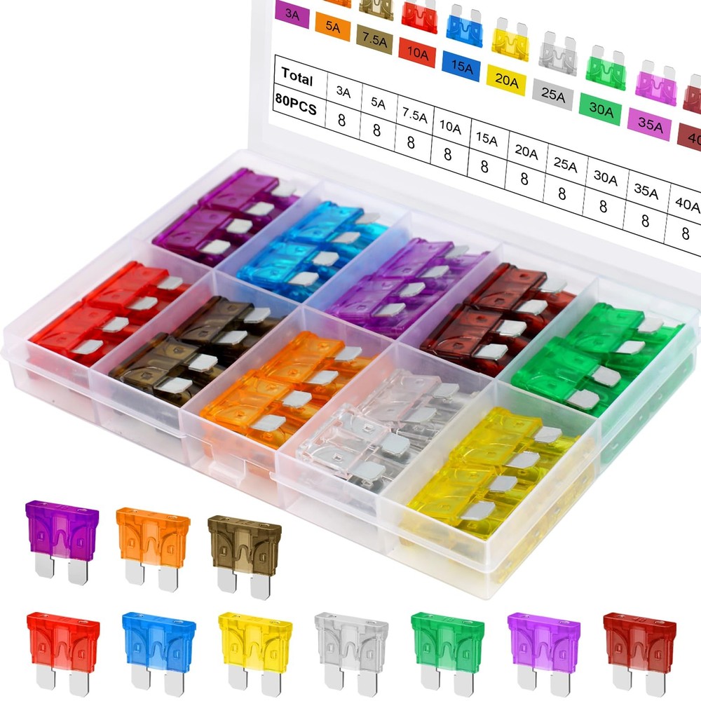 80Pcs Standard Fuse Kit, Upgraded Car Fuses Assortment Kit – Standard Size(3A/5A