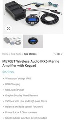 Poly Planar ME70BT Bluetooth Stereo System IPX6 Marine Amplifier with Headunit