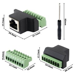 RJ45 Breakout Board Female to 8 Pin Screw Terminal Adapter 2 PCS Cat5/Cat6