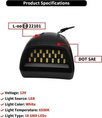 Full LED License Plate Light Tag Lamp Assembly Compatible with Silverado Black