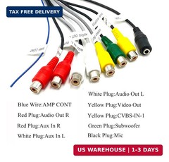20 Pin Car Radio RCA Audio Replacement Harness with 8 Female RCA Connector Video