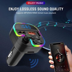 Wireless Hands-free Easy-to-use Durable ABS-made Car Bluetooth MP3 Ambient Light
