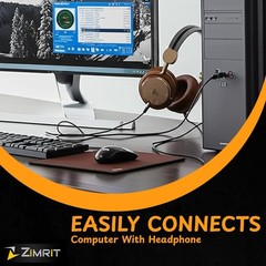 ZIMRIT 3.5mm Aux to USB Adapter Cable – 3ft 2.0 Male 3, Black