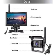 7″ 2 Camer Wireless Monitor IR Night Vision Backup Camera for Truck Caravan RV