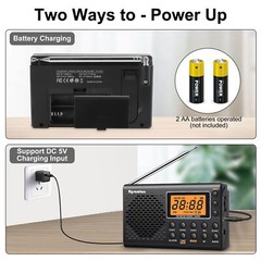 Portable FM/AM/SW Radio Receiver Digital LCD Display Clock Loud Speaker+Earphone