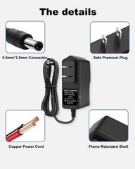 9V DC 1A Power Adapter Supply, AC/DC Adapter 100-240V 50-60Hz to 9 Volt 1000m…