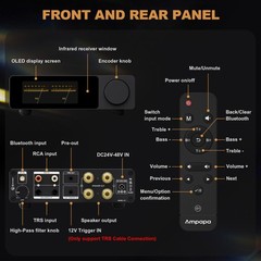 Ampapa D1 Bluetooth Amplifier HIFI Stereo Audio Amp w/Digital VU Meters HPF 300W