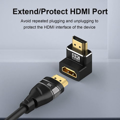 4 Pack 8K HDMI 2.1 Male to Female Adapter Right Angle Connector up down Angle
