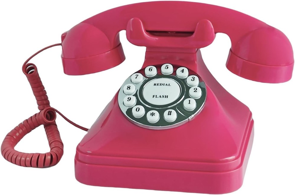 Retro Landline Home Corded Old Fashion Desk Basic Pink Decorative Analog Tel…