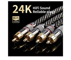 YYTCG Hi-Fi Audio RCA Cable Gld Pltd Shielded OFC Copper 7mm Nylon Braided 9.4ft
